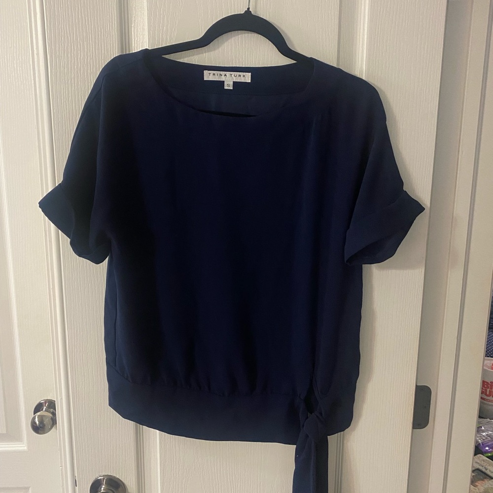 Trina Tuck Navy Blue Women's Top